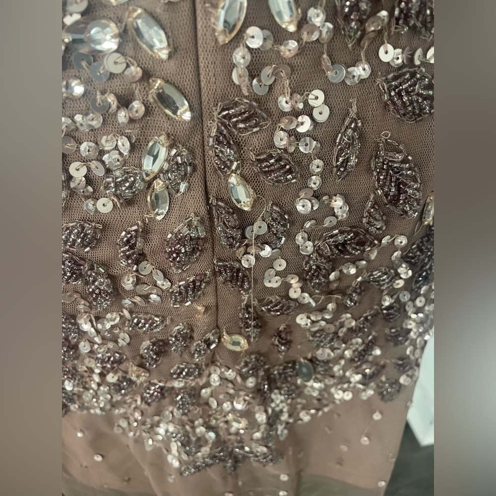 Adrianna Papell Sequin Embellished Cocktail Dress - Beige - Picture 6 of 13